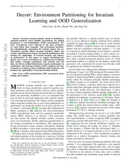 Decorr: Environment Partitioning for Invariant Learning and OOD
  Generalization