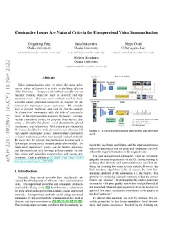 Contrastive Losses Are Natural Criteria for Unsupervised Video
  Summarization