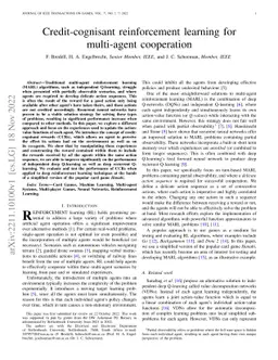 Credit-cognisant reinforcement learning for multi-agent cooperation