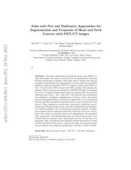 Joint nnU-Net and Radiomics Approaches for Segmentation and Prognosis of
  Head and Neck Cancers with PET/CT images