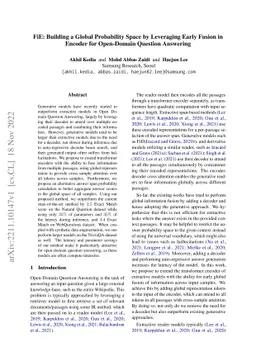 FiE: Building a Global Probability Space by Leveraging Early Fusion in
  Encoder for Open-Domain Question Answering