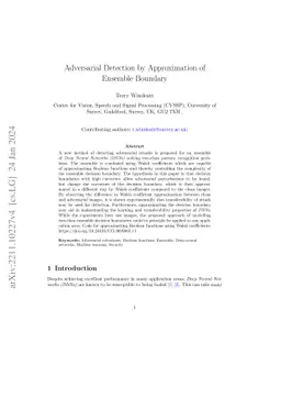 Adversarial Detection by Approximation of Ensemble Boundary