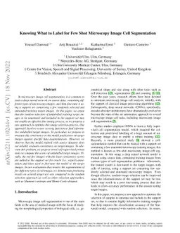 Knowing What to Label for Few Shot Microscopy Image Cell Segmentation