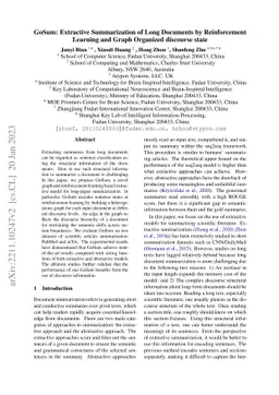 GoSum: Extractive Summarization of Long Documents by Reinforcement
  Learning and Graph Organized discourse state