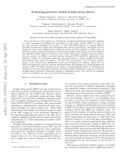 Evaluating generative models in high energy physics