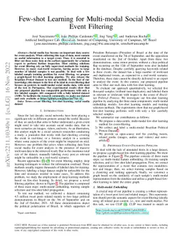 Few-shot Learning for Multi-modal Social Media Event Filtering