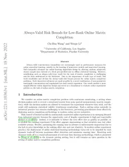 Always Valid Risk Monitoring for Online Matrix Completion