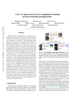 CroCo v2: Improved Cross-view Completion Pre-training for Stereo
  Matching and Optical Flow