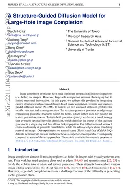 A Structure-Guided Diffusion Model for Large-Hole Image Completion