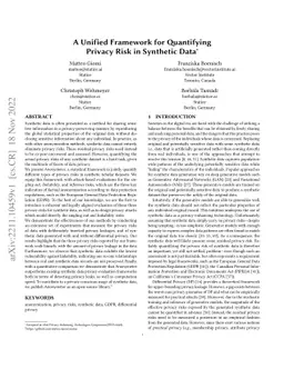 A Unified Framework for Quantifying Privacy Risk in Synthetic Data