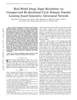 Real-World Image Super Resolution via Unsupervised Bi-directional Cycle
  Domain Transfer Learning based Generative Adversarial Network