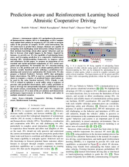 Prediction-aware and Reinforcement Learning based Altruistic Cooperative Driving