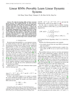 Linear RNNs Provably Learn Linear Dynamic Systems