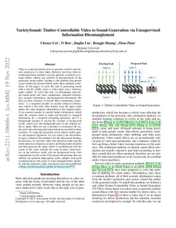 VarietySound: Timbre-Controllable Video to Sound Generation via
  Unsupervised Information Disentanglement