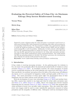 Evaluating the Perceived Safety of Urban City via Maximum Entropy Deep
  Inverse Reinforcement Learning