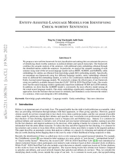 Entity-Assisted Language Models for Identifying Check-worthy Sentences