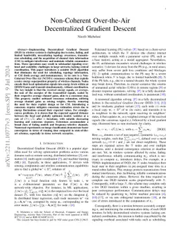 Non-Coherent Over-the-Air Decentralized Gradient Descent