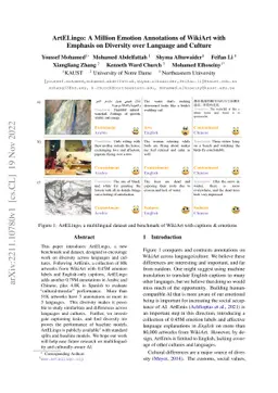 ArtELingo: A Million Emotion Annotations of WikiArt with Emphasis on
  Diversity over Language and Culture