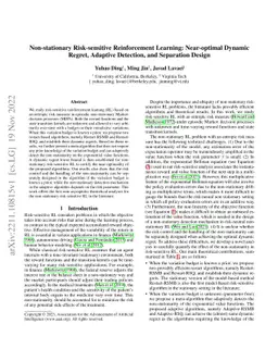 Non-stationary Risk-sensitive Reinforcement Learning: Near-optimal
  Dynamic Regret, Adaptive Detection, and Separation Design