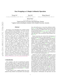 Face Swapping as A Simple Arithmetic Operation