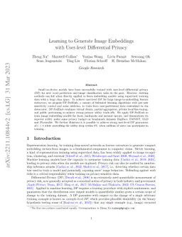 Learning to Generate Image Embeddings with User-level Differential
  Privacy