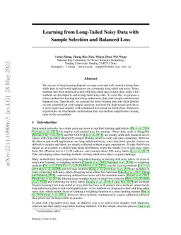 Learning from Long-Tailed Noisy Data with Sample Selection and Balanced
  Loss