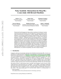 Noisy Symbolic Abstractions for Deep RL: A case study with Reward
  Machines