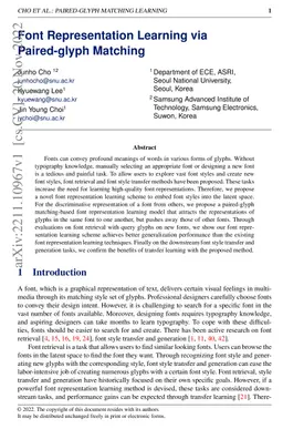 Font Representation Learning via Paired-glyph Matching