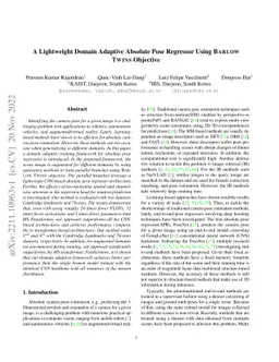 A Lightweight Domain Adaptive Absolute Pose Regressor Using Barlow Twins
  Objective