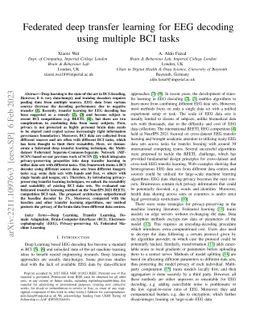 Federated deep transfer learning for EEG decoding using multiple BCI
  tasks