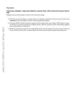 Embracing Ambiguity: Improving Similarity-oriented Tasks with Contextual
  Synonym Knowledge