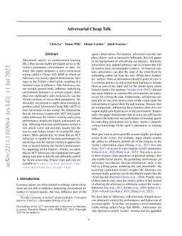 Adversarial Cheap Talk