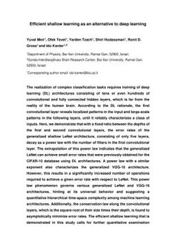 Efficient shallow learning as an alternative to deep learning