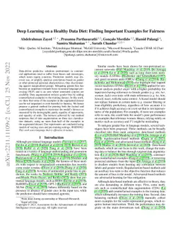 Deep Learning on a Healthy Data Diet: Finding Important Examples for
  Fairness