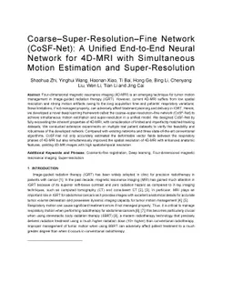 Coarse-Super-Resolution-Fine Network (CoSF-Net): A Unified End-to-End
  Neural Network for 4D-MRI with Simultaneous Motion Estimation and
  Super-Resolution