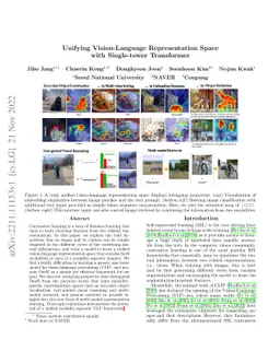 Unifying Vision-Language Representation Space with Single-tower
  Transformer