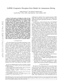 CoPEM: Cooperative Perception Error Models for Autonomous Driving