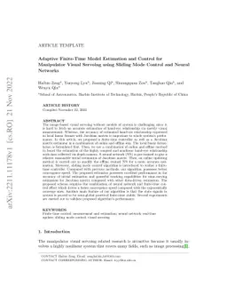 Adaptive Finite-Time Model Estimation and Control for Manipulator Visual
  Servoing using Sliding Mode Control and Neural Networks