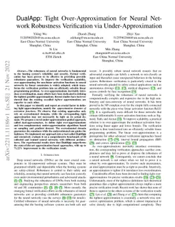 DualApp: Tight Over-Approximation for Neural Network Robustness
  Verification via Under-Approximation