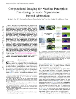 Computational Imaging for Machine Perception: Transferring Semantic
  Segmentation beyond Aberrations