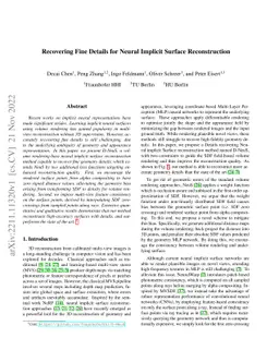Recovering Fine Details for Neural Implicit Surface Reconstruction