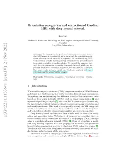 Orientation recognition and correction of Cardiac MRI with deep neural
  network