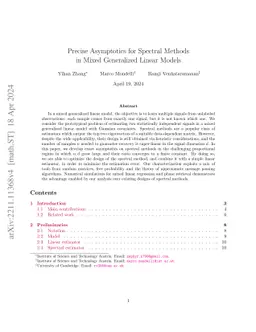 Precise Asymptotics for Spectral Methods in Mixed Generalized Linear Models
