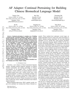 AF Adapter: Continual Pretraining for Building Chinese Biomedical
  Language Model