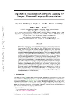 Expectation-Maximization Contrastive Learning for Compact
  Video-and-Language Representations