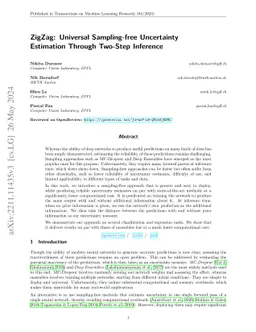 ZigZag: Universal Sampling-free Uncertainty Estimation Through Two-Step
  Inference