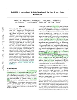 DS-1000: A Natural and Reliable Benchmark for Data Science Code
  Generation