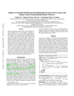 Adaptive Constraint Partition based Optimization Framework for
  Large-scale Integer Linear Programming(Student Abstract)