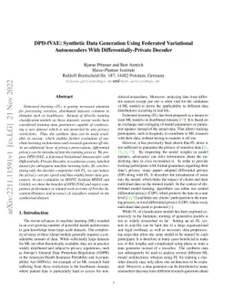 DPD-fVAE: Synthetic Data Generation Using Federated Variational
  Autoencoders With Differentially-Private Decoder