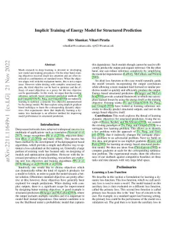 Implicit Training of Energy Model for Structure Prediction